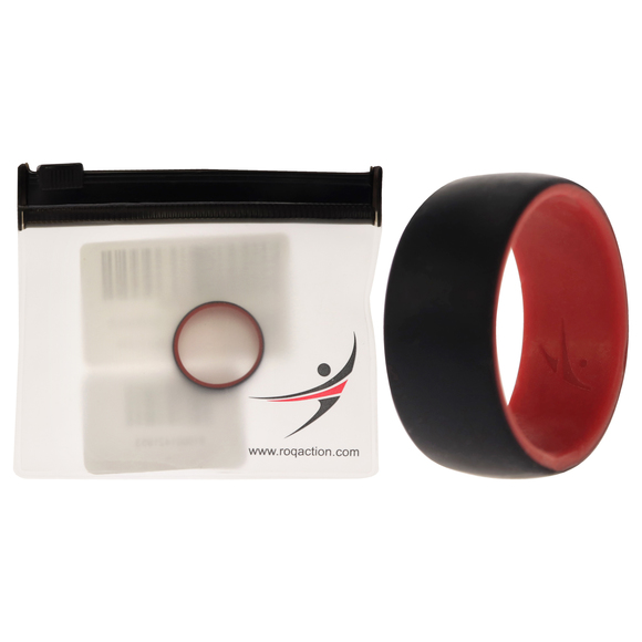 Silicone Wedding 2Layer Dome Ring - Red-Black by ROQ for Men - 8 mm Ring - Picture 1 of 2